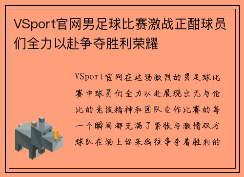 VSport官网男足球比赛激战正酣球员们全力以赴争夺胜利荣耀